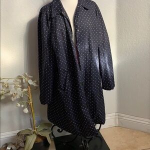 Ralph Lauren Navy Blue Polka Dot Long Coat